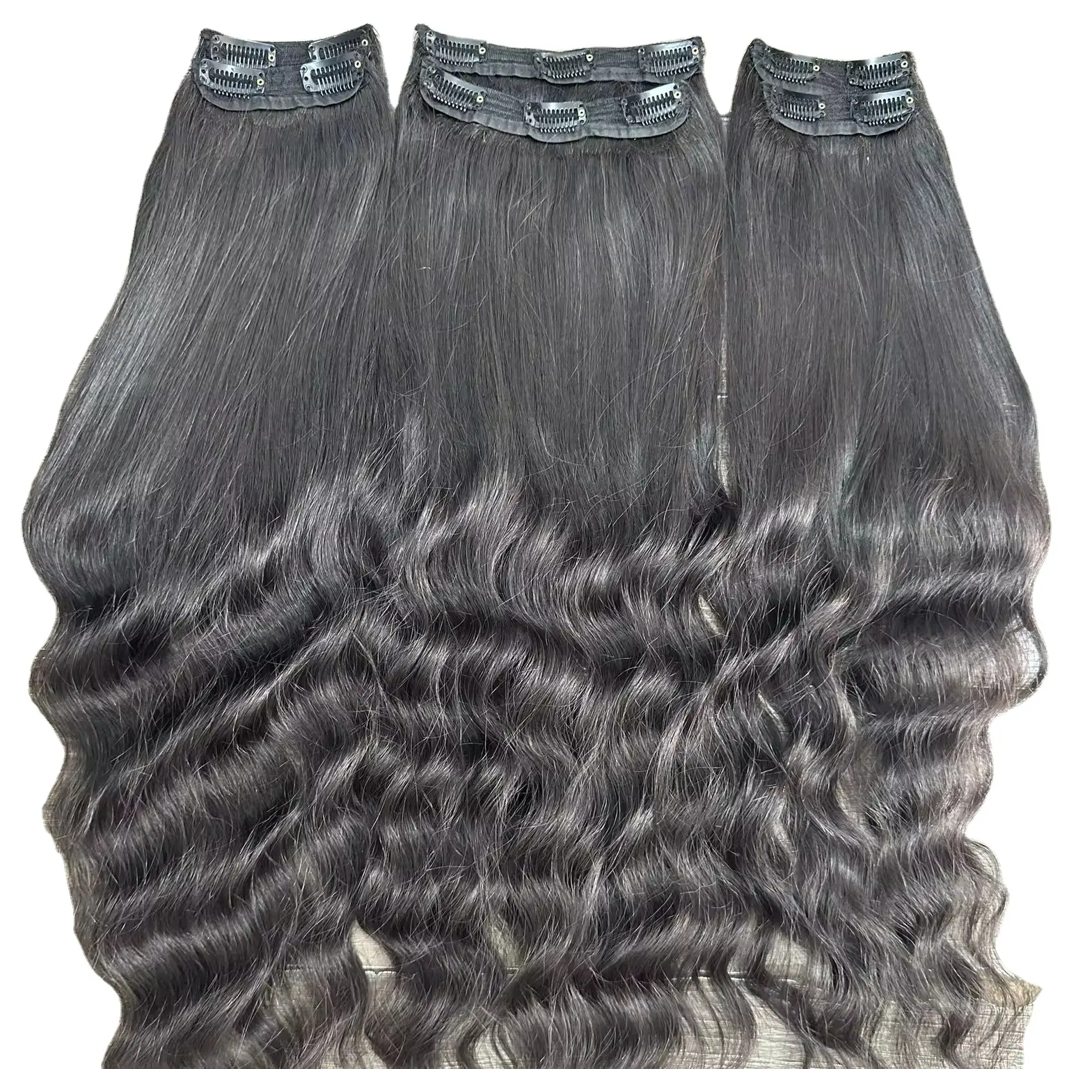 Top vente Clip dans l'extension de cheveux vietnamien cheveux bruts génie trame ondulé Clip dans les extensions de cheveux outils de beauté prix de gros