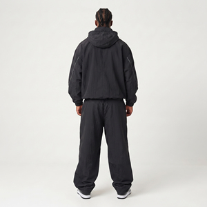 Ensemble de survêtement baggy pour homme 100 % polyester, coupe ample, fermeture éclair intégrale, style décontracté hiver, poches latérales, taille oversize - Product Image 2