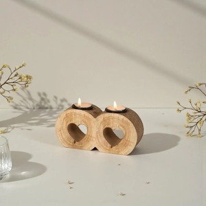 Rustic Heart Shape Wooden <b>Candle</b> Stand Elegant Decorative Holder For Romantic Home Decor For Bedroom And Living Room From India - Product Image 1
