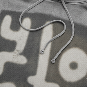 Oversized Gray Cotton Hoodie Men Casual <b>Spray</b> Printed Front Logo Knitted Pullover Sweatshirt - Product Image 2