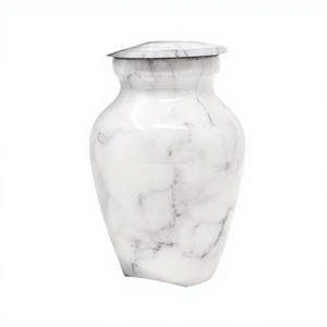 Urne funéraire en laiton finition marbre blanc pour cendres, élégante urne commémorative pour adultes |   Urne décorative classique en forme de vase - Product Image 1
