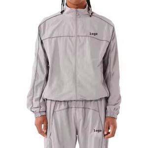 Ensemble court coupe-vent 2 pièces en polyester respirant pour homme, coupe régulière, à capuche, taille élastique, streetwear hiver, haute qualité - Product Image 4