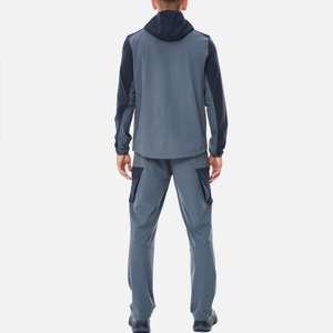 Survêtement à capuche pour homme, manches longues, couleur unie, séchage rapide, vêtements décontractés, polyester et coton, coupe classique, vêtements de sport d'automne, poches latérales - Product Image 2