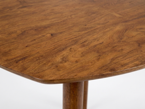Table basse en bois de style européen moderne du milieu du siècle avec structure en acier inoxydable et pieds coniques pour le mobilier de salon - Product Image 3