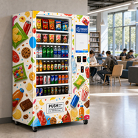 Distributeur automatique de snacks et de boissons avec livraison par ascenseur, écran tactile et stockage réfrigéré