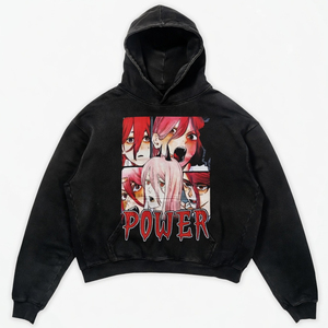 เสื้อฮู้ดดี้โอเวอร์ไซส์แบบยูนิเซ็กซ์ พิมพ์โลโก้เองได้ สีดำล้างสี ผ้าคอตตอนหนานุ่ม สไตล์สตรีทแวร์ เสื้อกันหนาว น้ำหนัก 370 กรัม - Product Image 3