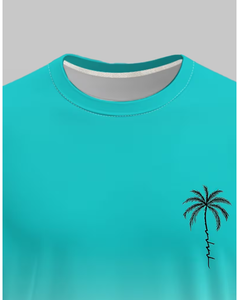 เสื้อยืดแขนยาวไล่เฉดสีสำหรับผู้ชาย แห้งเร็ว ลำลอง คอกลม โพลีเอสเตอร์ ลายต้นปาล์มด้านหน้า สำหรับฤดูร้อน - Product Image 2