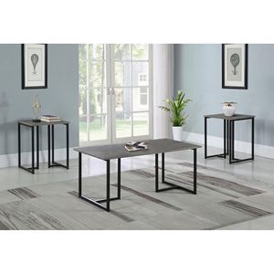Set da soggiorno in 3 pezzi grigio e nero stagionato pezzi occasionali per l'arredamento della casa - Product Image 1