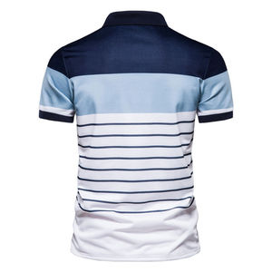 Men's Front Custom Logo Solid Color Breathable Knitted Polyester/Cotton <b>Short</b> <b>Sleeve</b> <b>Button</b>-<b>Up</b> Shirt 180g Fabric - Product Image 3