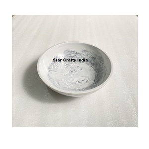 Tazón para Ensalada y Frutas de Resina Acrílica Hecho a Mano con Patrón de Nubes Blancas, Decoración para el Hogar, Vajilla de Plástico con Textura de Mármol - Product Image 1