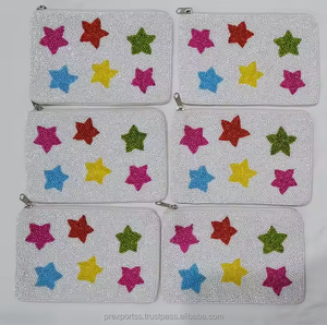 Kiio, bolso de mano hecho a mano con cremallera para niñas, bonito bolso con cuentas de arcoíris rosa, gran capacidad, duradero, suave, bolsa de regalo de cumpleaños, estética - Product Image 3