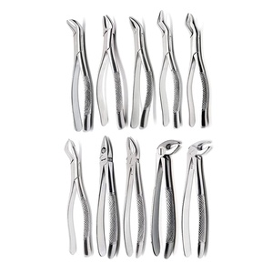 Ensemble de forceps d'extraction dentaire en acier inoxydable, poignée moletée manuelle, instruments chirurgicaux de classe I - Product Image 1