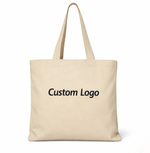 Custom Logo Printed Natural Canvas Tote <b>Bag</b> <b>Large</b> Size Shopping <b>Bag</b> with <b>Shoulder</b> Length Eco friendly Cotton <b>bag</b> for Daily Use - Product Image 1