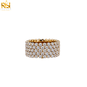 Anillo de Eternidad de Cinco Hileras con Diamantes Cultivados en Laboratorio, Color DEF, Corte Brillante, Oro Sólido, Banda Ancha Pavimentada, 1.5mm, Claridad VVS2 | - Product Image 1