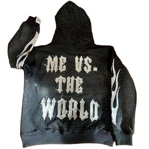 Distressed Washed <b>Thick</b> <b>Fleece</b> Unisex Vintage Summer Hoodies Custom Print Sunfaded Streetwear Rhinestone Breathable Windproof - Product Image 6