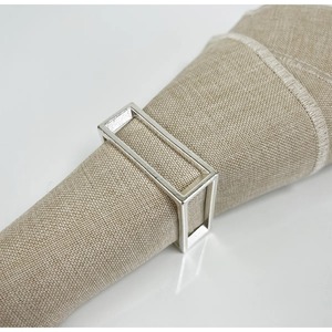 Ronds de serviette carrés creux élégants en métal, accessoires de table pour mariages et fêtes, ronds de serviette modernes et minimalistes en métal - Product Image 2