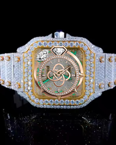 Reloj de Lujo con Diamantes Moissanite VVS para Hombre, Reloj de Pulsera de Acero Inoxidable Completamente Cubierto de Diamantes - Product Image 1