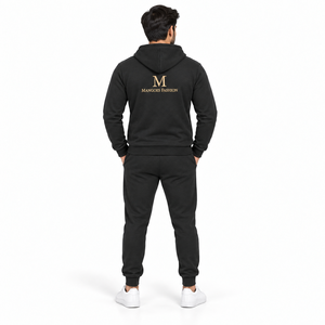 Conjunto Deportivo Unisex MANGOES FASHION con Capucha, Forro Polar Negro, Cierre Completo, Color Sólido, 100% Algodón, Estilo Casual de Verano con Cordón Ajustable - Product Image 3