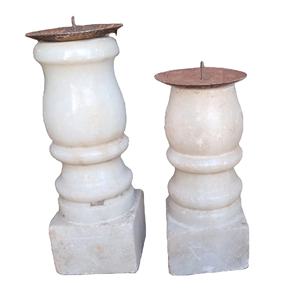 Support de bougie en marbre naturel écologique en argent antique, élégant, fait à la main, finition blanchie, pour la maison, l'hôtel, Noël, les mariages - Product Image 2