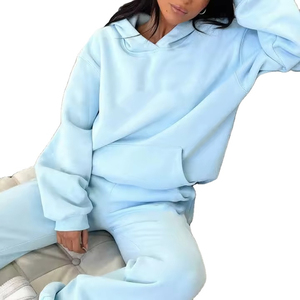Custom Tracksuit Organic Cotton Tracksuit Sweatshirt Set for Ladies Plus Size Fleece Two-Piece Hoodie and <b>Pants</b> Autumn Clothing - Product Image 5