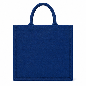 Bolsa de Yute Geométrica Laminada Azul con Asa de Cuerda, Bolsa de Compras Reutilizable Ecológica para Bodas y Exposiciones, Venta al Por Mayor - Product Image 6