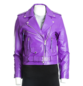 Women's Red Genuine Leather Moto Jacket Full Sleeve Zipper Closure Stand Collar Autumn Style - Product Image 5