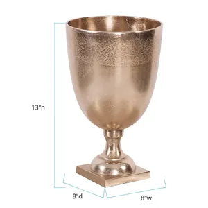 Contemporary Iron Coastal Design Eco-Friendly Handmade Tabletop <b>Vases</b> Set of Two Decorative Metal Planters for Wedding Gift - Product Image 2