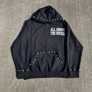 Sudadera con Capucha para Hombre, 450GSM, Invierno, con Cuentas y Pedrería, Diseño de Letras Personalizadas, 100% Algodón, Felpa, Lavado Ácido, Estilo Desgastado - Product Image 2