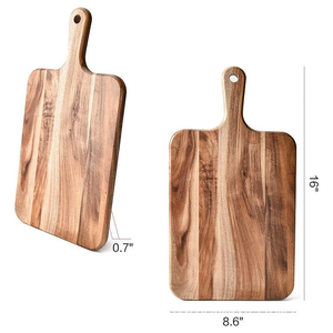 Planche à découper carrée en bois d'acacia brut personnalisable pour cuisine d'hôtel, plateau à pain, plateau de service pour hôtel - Product Image 4