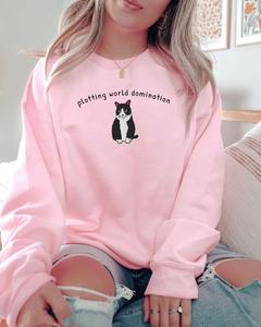 เสื้อสเวตเชิ้ตปักลายแมวสำหรับฤดูหนาว ผ้าฝ้าย 100% พิมพ์ลายดิจิทัล ทรงโอเวอร์ไซส์ - ของขวัญสุดน่ารักสำหรับคุณแม่แมว - Product Image 1