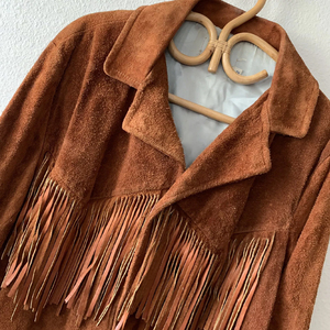 Custom Western style jacket Turn Down Collar Rivet Decor <b>Ladies</b> Fringe Tassel <b>Coat</b> Real Sheepskin Women <b>Suede</b> Leather Jacket - Product Image 4