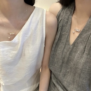 Collar de Plata S925 con Barra de Equilibrio y Perlas Naturales de Agua Dulce de 5-6 mm Perfectamente Engastadas - Product Image 2