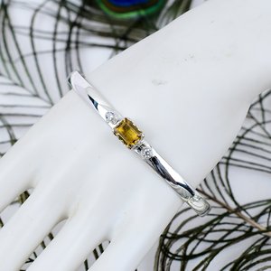 Top Grade Citrine 925 Sterling Silver Classic Friendship Bracelet Handmade Natural Gemstone Jewelry November Birthstone <b>Gift</b> - Product Image 1