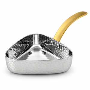 Olla Cuadrada de Acero Inoxidable Martillado con Asa Dorada para Cocina de Gas e Inducción - Product Image 1