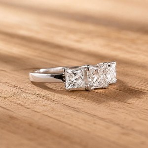 Fine Princess Lab Diamond 10K 14K 18K Solid Gold Bridal Engagement Ring <b>Three</b> Stone Ring IGI Certified DEF Color VS VVS Clarity - Product Image 4