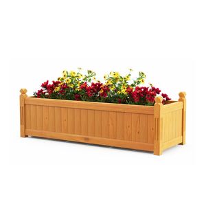 Bac à fleurs rectangulaire en bois avec système de drainage intégré pour pots et jardinières - Product Image 5