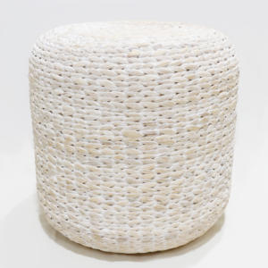 Pouf Ottoman en Jonc de Mer Artex Dong Thap, Durable, Tressé, Blanc, Assise - Product Image 1