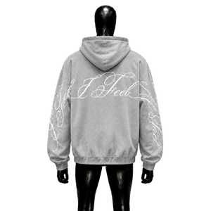 Sudadera con capucha extragrande gris claro con cremallera, de felpa gruesa de algodón, color gris ceniza, gris niebla, gris humo, gris piedra, unisex, estilo urbano, informal, moda urbana - Product Image 2