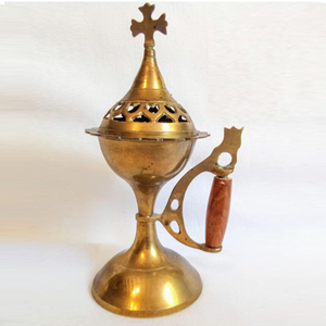 Quemador de Incienso de Latón con Acabado Antiguo, Decorativo, Artigo Espiritual para el Bienestar Diario, Ecológico, para Rituales Religiosos, Meditación y Oración - Product Image 1