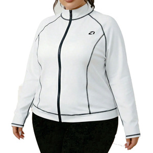 Veste coupe-vent sport slim fit personnalisée pour femme, entièrement zippée, extensible, haut d'entraînement, vêtements de sport respirants, tenue de gym, OEM, marque privée - Product Image 2