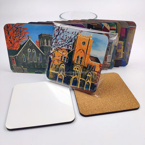 Custom Classic 3mm/5mm MDF Sublimation Wood Drink <b>Coaster</b> Blanks <b>Cork</b> Back Rectangle Shape Reusable Heat Transfer Pads 90-100mm - Product Image 6