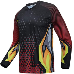 Maillot de course à manches longues imprimé, respirant, coupe-vent, séchage rapide, grande taille, polyester/coton, pour hommes - Vêtements de course cycliste et automobile - Product Image 5