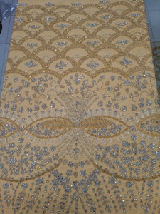 Elegant Handmade Eco-Friendly Luxury Beaded <b>Sequin</b> Embroidered Lace Fabric Floral Pattern Home Textiles Decorative Mesh Trim 5 - Product Image 4