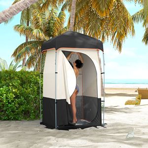 Black Portable <b>Camping</b> Shower Tent with Solar Shower Bag Removable Floor Carrying Bag-for Privacy Shelter - Product Image 2