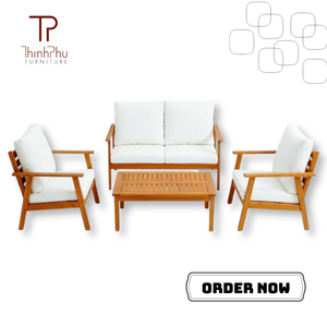 Hot Selling Modern Monaco Sofa <b>Set</b> (Wood/Polyester) Modular 3-Seater <b>Bench</b> (4Pcs) 10cm Seat for Hotel Coffee Shop & Villa - Product Image 4