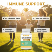 Capsules de vitamine D3 végétaliennes K2 MK-7, complément pour l'absorption du calcium, soutien de la densité osseuse et du système immunitaire (OEM/ODM)