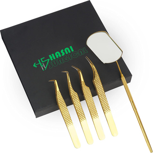 Ensemble de pinces à cils en acier inoxydable de haute qualité Hasni Surgical, approuvé CE ISO, 5 pièces, pointes dentelées, design incurvé - Product Image 3