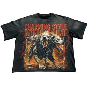 Camiseta de Manga Corta de Verano Rough Play We Are the Streets, de Algodón de Alta Calidad, con Estampado Directo con Tinta Blanca, Diseño de Diamantes - Product Image 2