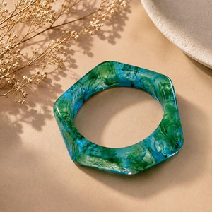 กำไลข้อมือเรซิ่นทำมือ FAIZA CRAFT สีเขียวอมฟ้า รูปทรงกลม เครื่องประดับแฟชั่นสำหรับผู้หญิง รุ่น FC-7179 - Product Image 6