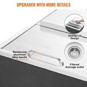 Frigorifero/Congelatore Commerciale in Acciaio Inossidabile da 24"L x 18"W x 13"H, 40.9 qt, per Cucina Esterna, con Cassetto Scorrevole - Product Image 5
